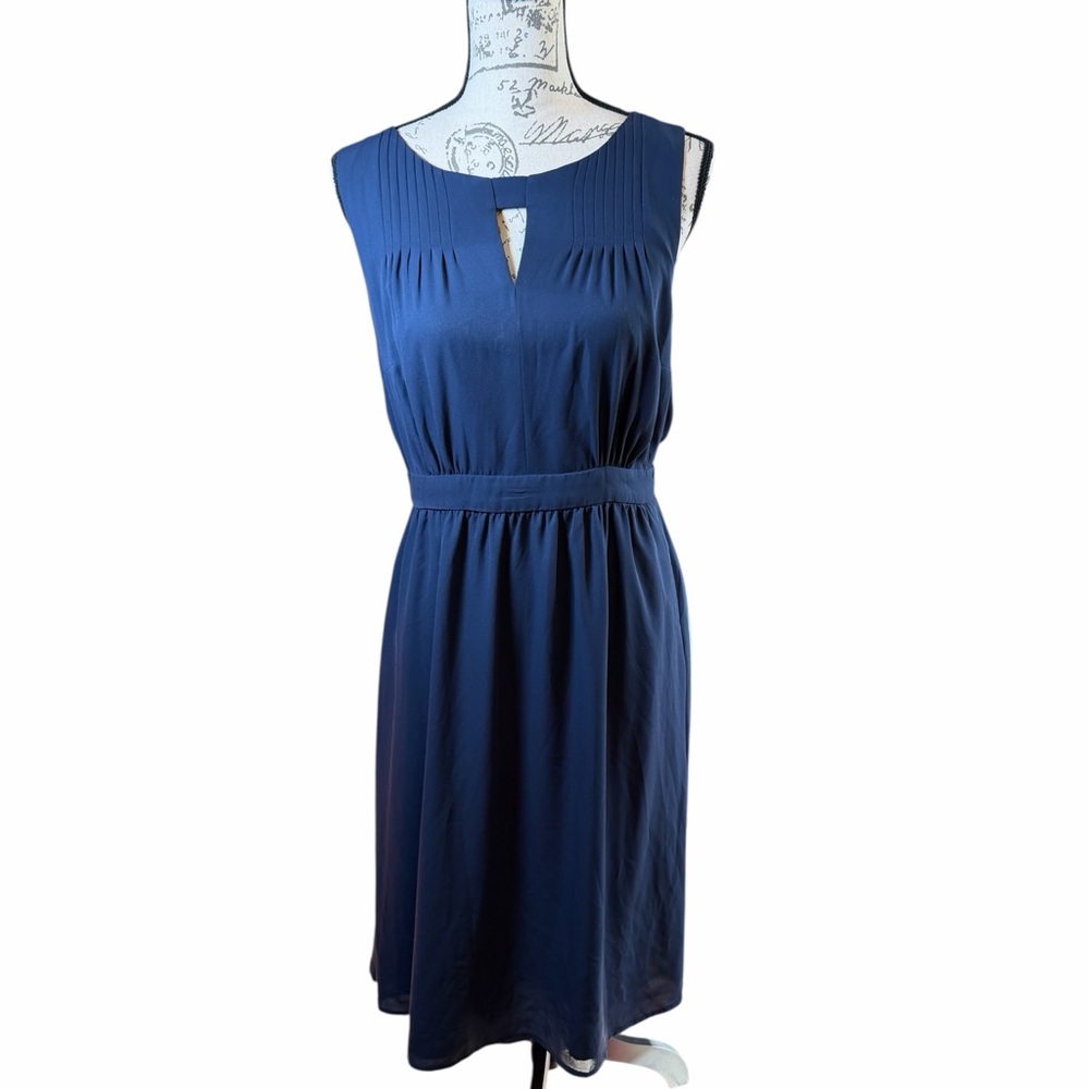 Fervour Blue Sleeveless Pleated Midi Dress Lined Size L